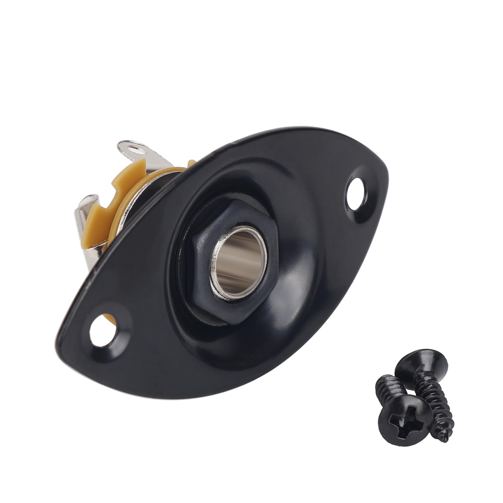 Banworks 6.35mm (1/4") Elliptical Input Jack Oval Cat-Eye Electric Guitar Input Jack Output Jack Plate Socket with Screws for Super Strat ST Tele Electric Guitar Bass JT/CK-01 Black