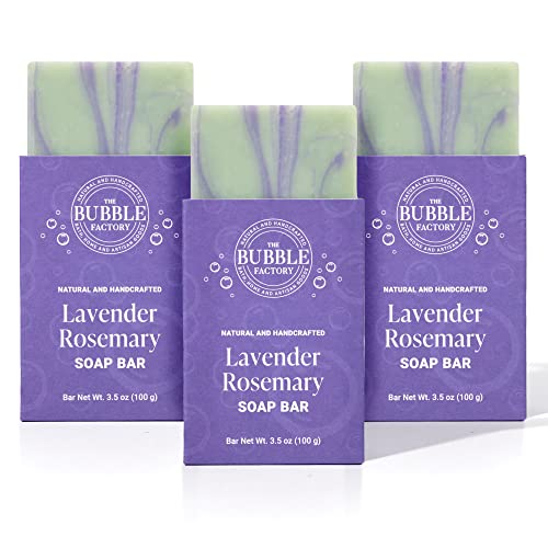 The Bubble Factory Lavender Rosemary - Handmade In The Usa, Palm Oil Free, All Natural Bar Soap, 3 Bars #TOP5