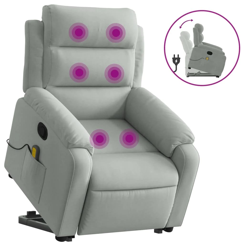 vidaXL Fauteuil de Massage inclinable Gris Clair Velours