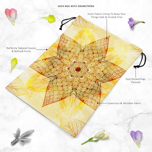Image of ArtzFolio Ethnic Beige Ornament | Reusable Sack Bag | Bag for Gym, Storage, Vegetable & Travel