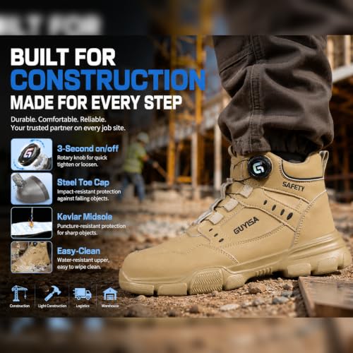 Image of GUSAYEX Steel Toe Boots for Men Lightweight Work Utility Safety Boots