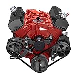 Black Small Block Chevy Serpentine Kit with Electric Water Pump for 283 302 327 350 400 Engines