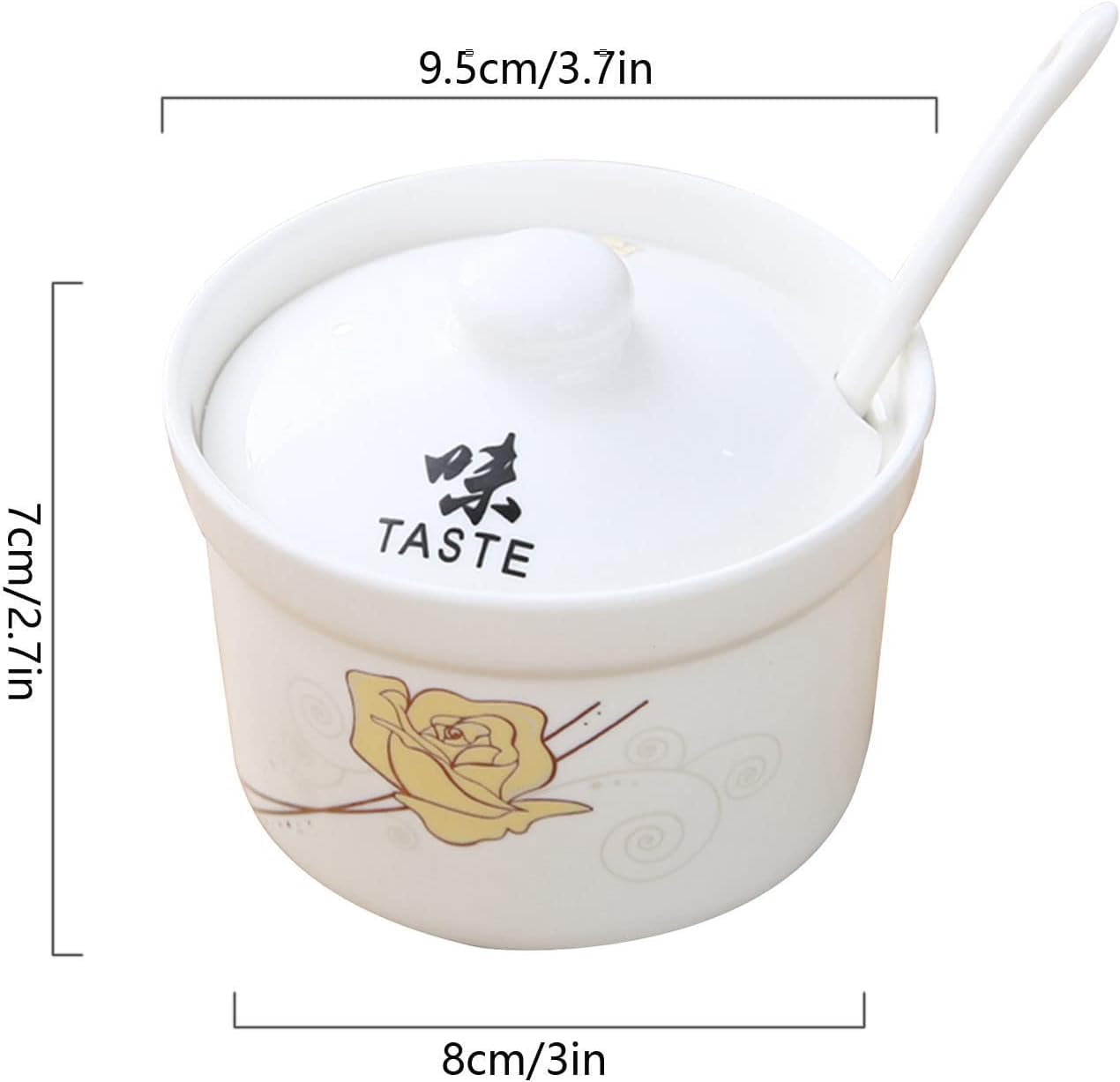 GERRIT Sucrier, sucrier avec Couvercle, Pot à Sucre, sel, assaisonnement, Pot de Stockage de Sucre, Pot à Sucre, Pot à Sucre, Pot à épices, sel Blanc (Couleur : sel) (Color : Taste)