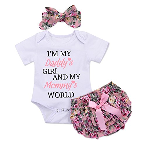 Rehomy Ensemble 3 pièces pour bébé fille avec barboteuse et pantalon tutu, blanc, 80 cm Cover