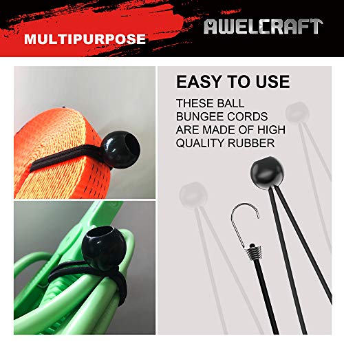 Awelcraft Bungee Cords Assortment Jar 24 Piece In Jar - Includes 10", 18", 24", 32", 40" Bungee Cord And 8" Canopy/Tarp Ball Ties #TOP5