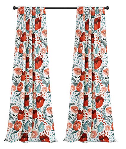 Lush Decor x 52” Multicolored Poppy Garden Curtains Light Filtering