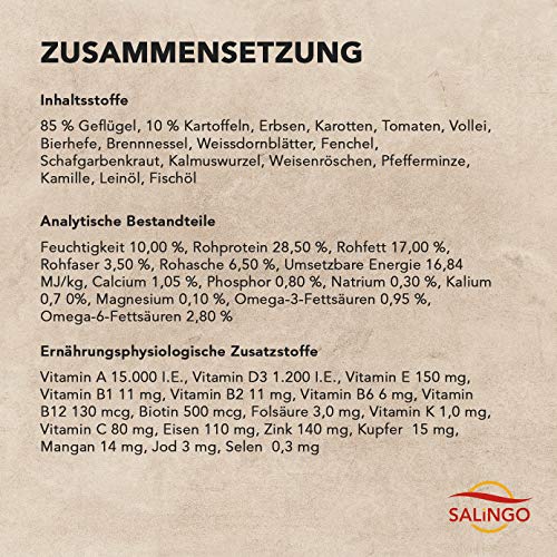 SALiNGO Hundefutter Geflügel mit Gemüse, Trockenfutter, getreidefrei, zuckerfrei, monoprotein