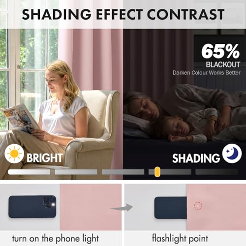 Image of MIULEE Light Pink Blackout Curtains 4 Panels Set 84 Inch Length Bedroom | Solid Light Blocking Drapes, Room Thermal Insulation, Privacy Window Treatment Curtains,Top and Bottom Rod Pocket
