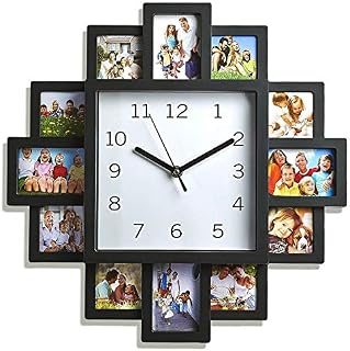 Modern Multi Black Picture Wall Clock Photo Frame Friends Family Picture Album