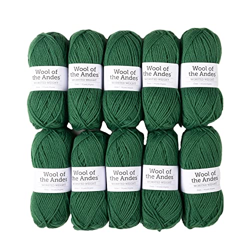 Image of Knit Picks Wool of The Andes Worsted Weight Green 100% Wool Yarn Multi Pack (10 Balls - Grass)