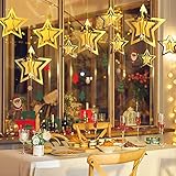 3D Gold Paper Stars hanging Ornaments Party Decoration Kit Metallic Glitter Hanging Star Twinkle Little Star Decor Nursery Kids Room Birthday Wedding Baby Shower Christmas Graduation Ramadan
