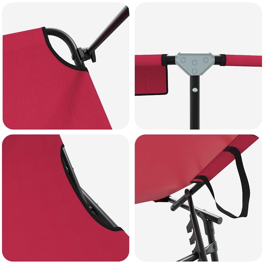 Klappbare Gartenliege Rot 190 x 57 x 81 cm Oxford mit Verstellbarer Rückenlehne für Terrasse Balkon Pool Strand und Camping, leichtes Design, langlebiges Material