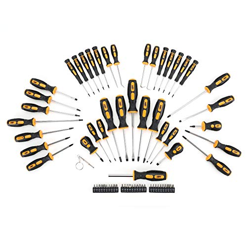 STEELHEAD 69-Piece Screwdriver & Bit Set, (23) Magnetic & (10) Precision Screwdrivers, (4) Pick-Up Hooks, (32) Bits, Screwdriver Keychain, Hex, Phillips, PZ, Slot, Square, Star Bits, USA-Based Support