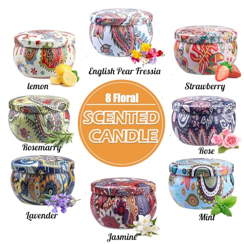 Candle Gifts for Women 8 Pack Scented Candles Gift Basket for Her Mom Sister Friend 180Hours Aromatherapy Candles Set Gift Ideas Soy Wax Candle for Birthday Valentines Mother's Day (with Wooden Pad) - Image 5