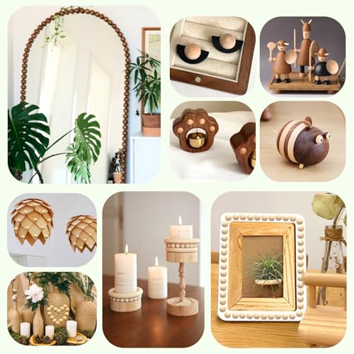 TOAOB 236 Pieces Half Wooden Beads Natural Unfinished Wooden Half Beads 12mm to 35mm Split Round Hemisphere Wood Ball for Painting DIY Jewellery Making Crafts - Image 3
