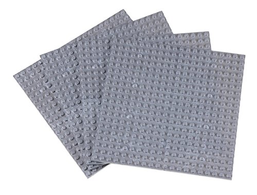 Strictly Briks Classic Baseplates 6" X 6" Brik Tower 100% Compatible With All Major Brands | Building Bricks For Towers And More | 4 Silver Stackable Base Plates & 30 Stackers #TOP2