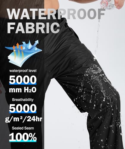 ZITY Men's Rain Over Pants Waterproof Heavy Duty Thick Hiking Pants Golf Pants with Lightweight Packable Bag2