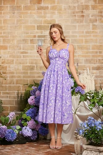 Image of Scarlet Darkness Summer Dresses for Women 2026 Floral Corset Dress Long Milkmaid Dress with Pocket
