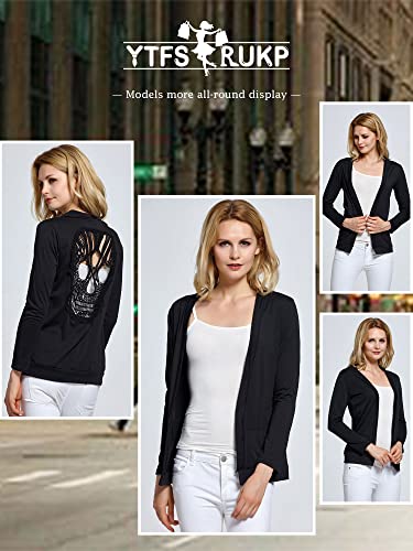 Ytfsrukp Womens Casual Open Front Drape Lightweight Duster Long Sleeve Cardigan Y2k Vintage Skeleton Jacket Sweatshirt4