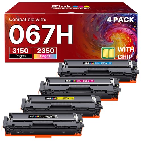 Image of E-Z Ink 067H 067 Toner Cartridge with Chip Compatible for Canon 067H Toner Cartridge Set High Yield Cartridge 067 for Canon imageCLASS MF656Cdw MF654Cdw LBP632Cdw MF653Cdw Printer (BCMY, 4 Pack)