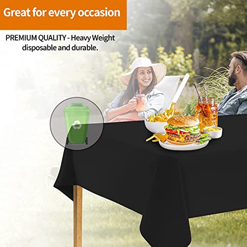 Image of Party Dimensions Black Disposable Plastic Tablecloth for Rectangle Tables (48 Pack) Premium Decorative Table Cloths for Parties, Events & Weddings, Indoors & Outdoors, 54 x 108 inches