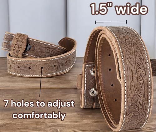 Image of F&L CLASSIC Western Belt without buckle for men - Full Grain Leather Cowboy Belts for jeans - One Piece Leather strap belt