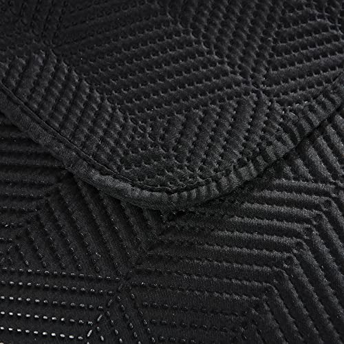 Ruizixin Home Collection Queen Reversible Bedspreads Soft Quilt Set Lightweight Coverlet Quilted Comforter/Microfiber Bedcover For All Season-3 Piece(1Quilt, 2 Pillow Sham) (Black, King) #TOP4