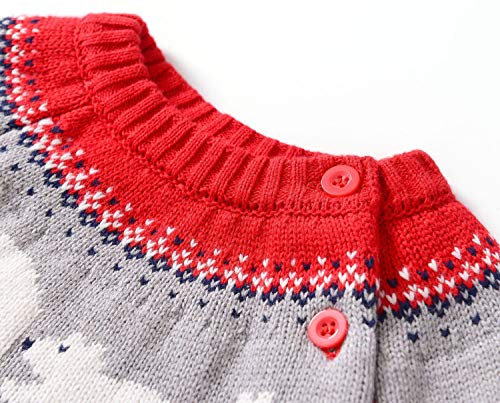 JGJSTAR Suéter de tricô infantil para meninos e meninas com gola redonda e gola redonda, Vermelho, 4