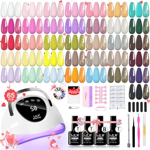 LKEE Gel Nail Polish Set with 108W UV Lamp, 36 Spring Colours