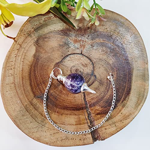 Image of Natural Amethyst Healing Crystal Pendulum | Positive Gemstone Pendulum Dowser for Spiritual Practices | Healing Crystals for Reiki, Meditation, Chakra Balancing | Feng Shui Vastu Decor