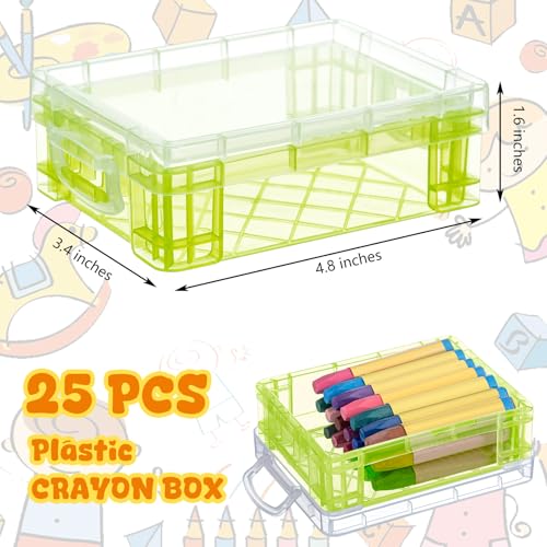 Image of Suzile 25 Pcs Plastic Crayon Boxes Bulk,Green