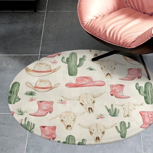 Tapete de terciopelo lavable no se desliza para sala con estampado de botas de cactus 3