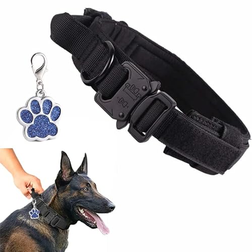 Collier de Chien Tactique, Collier de Chien en Nylon Militaire réglableavec Poignée de Commande, Boucle en Métal, entraînement en Plein air pour Chiens de Taille Moyenne et Grande (M) Cover