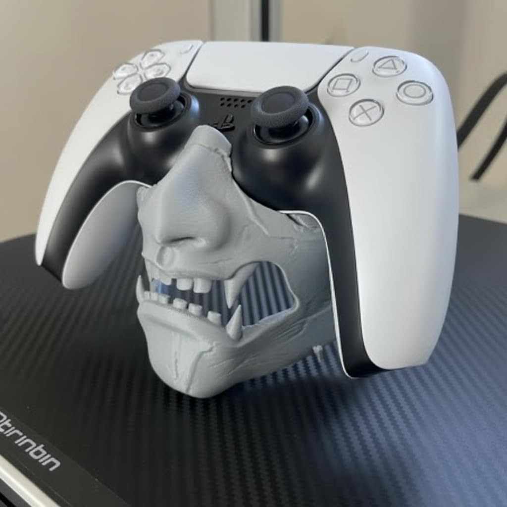 Skull Controller Holder Stand for PS5 Xbox – 3D Printed Gaming Controller Stand, Desk Organizer, Gamer Decor