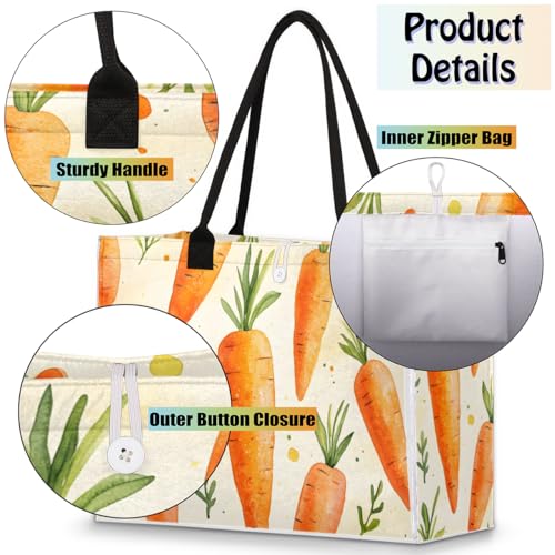 Carrot Grass Tote Bag for Women Large Beach Bag Reusable Tote Bags for Work Travel Beach Shopping4