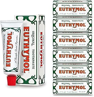 Euthymol Original Toothpaste 75ml x 6, No Fluoride, Anti-Plaque, Antibacterial, Cavity Protection, Teeth & Gums Clean and Healthy, Cool Mint Refresh, Daily Oral Enamel Dental Care