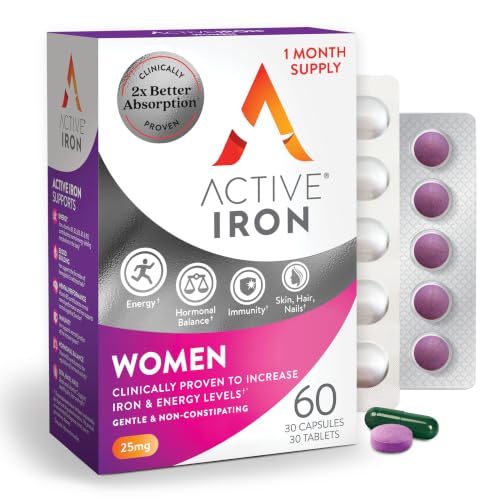 Active Iron Supplement  25mg + Multivitamin for Women, Gentle on Stomach