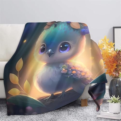 Couverture hibou 3D en microfibre plaid lit doux 150x200cm - 5