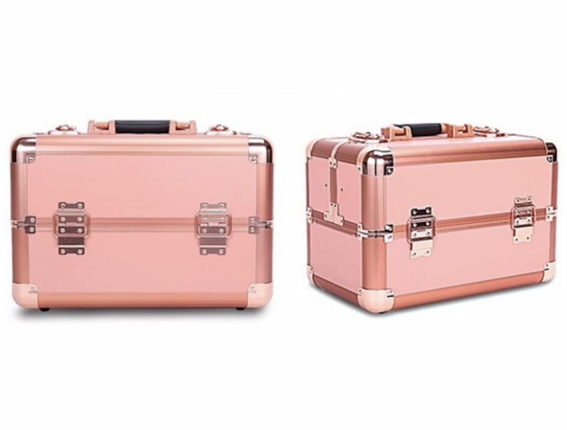 Adson Professional Makeup Box Cosmetics Case Jewelry Organiser Vanity Make Up Storage Box Beauty Train Case Lockable with Keys (Simple Sober Rose Gold) - Image 8 thumbnail