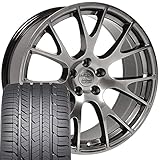 OE Wheels DG69 22 Inch Rims and Tires Fit Ram Hellcat Style 5x139.7 22x10 Gloss Hyper Black - Eagle Sport AS 285/45-22 (Set of 4)