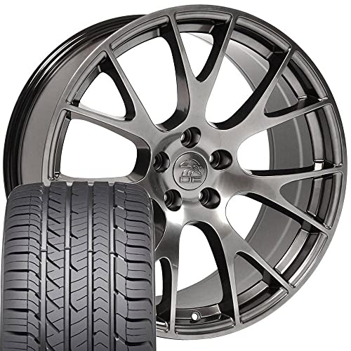 OE Wheels DG69 22 Inch Rims and Tires Fit Ram Hellcat Style 5x139.7 22x10 Gloss Hyper Black - Eagle Sport AS 285/45-22 (Set of 4)