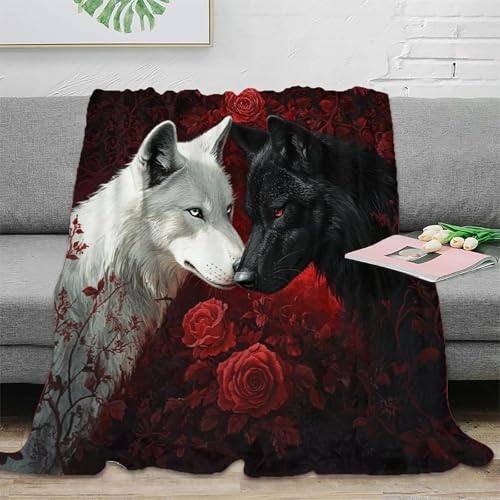 Couverture Polaire White Wolf 3D en Microfibre 150x200cm Confortable - 2