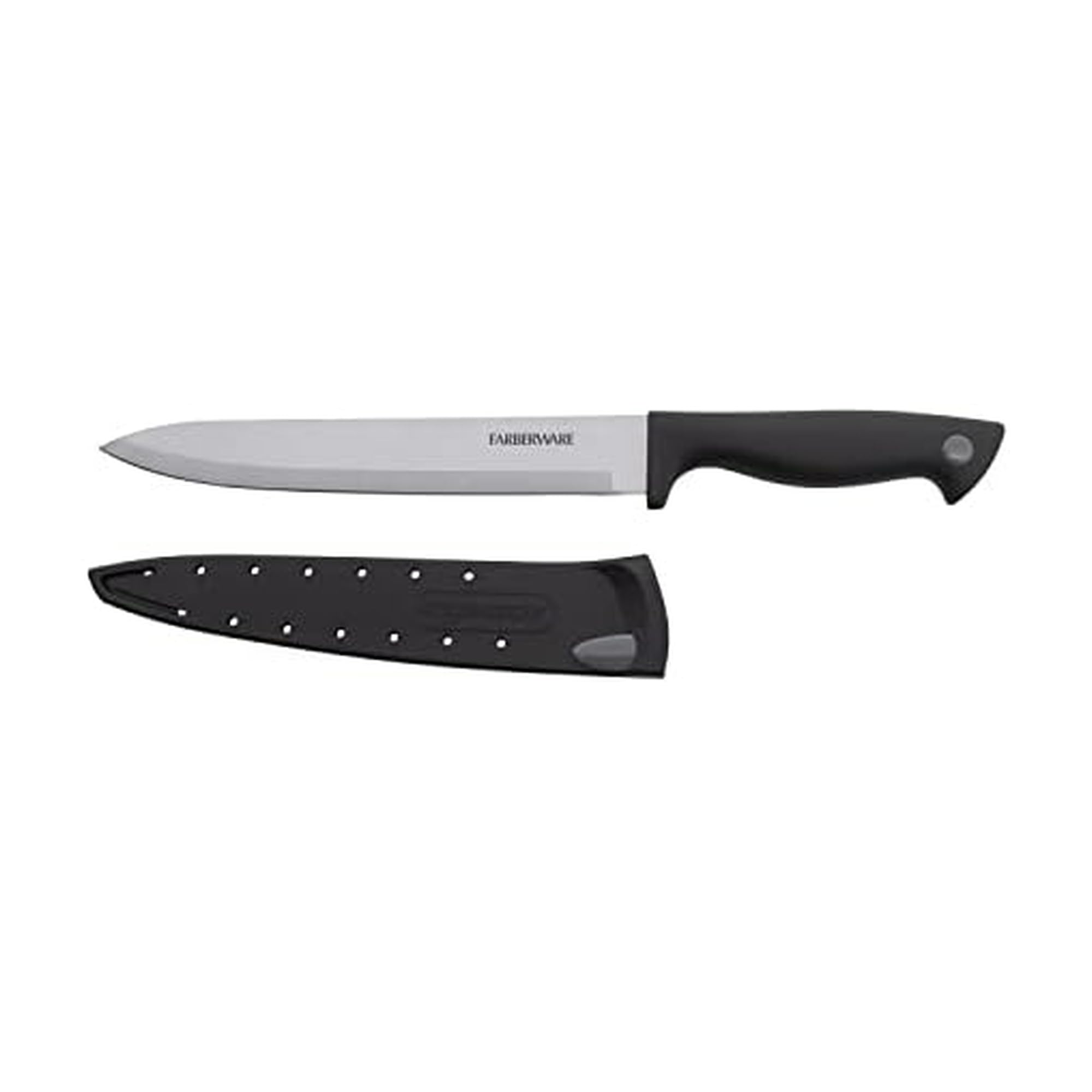 Farberware Edgekeeper 8-Inch Slicing Knife with Self-Sharpening Blade Cover, High Carbon-Stainless Steel Kitchen Knife with Ergonomic Handle, Razor-Sharp Knife, Black