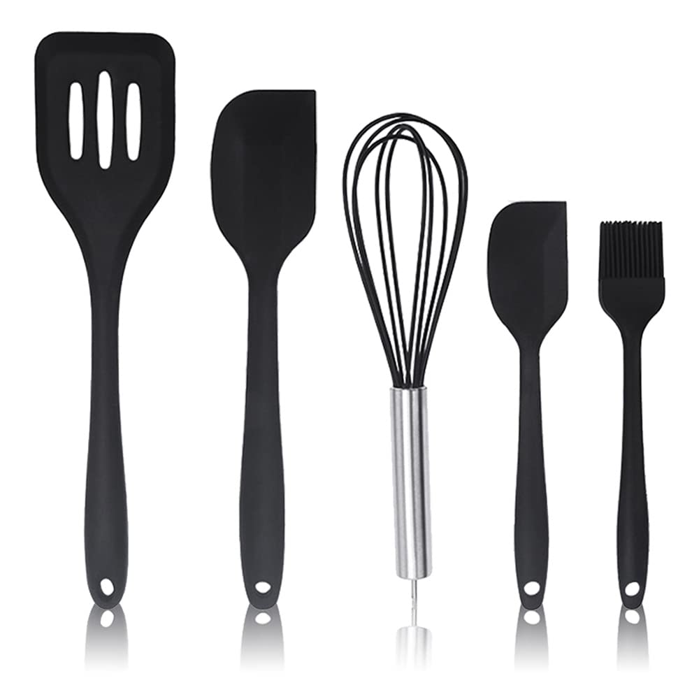Wolii Silicone Utensil set-5 Piece Silicone Cooking Utensils-Nonstick Kitchen Utensils with Spatula,Kitchen Gadgets Cookware Sets-Great Kitchen Tool Sets