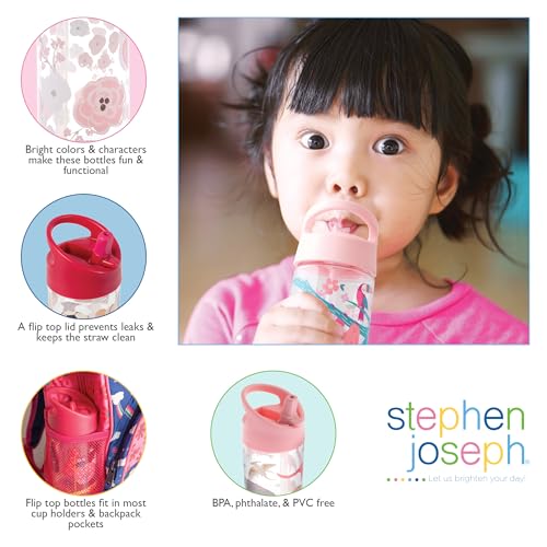 Stephen Joseph, Garrafa de água infantil flip top, Tritan de 293 ml, sem BPA, garrafa de água para m