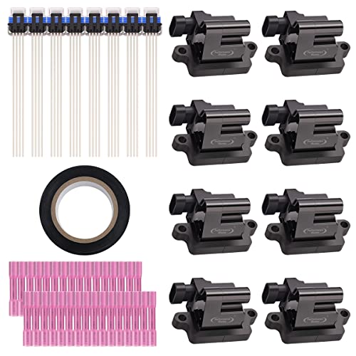 Performance Master Set Of 8 Ignition Coils & Pigtail Connector Wiring Harness Kit Compatible With Chevrolet Cadillac Gmc Tahoe Silverado Yukon Xl Serie V8 4.8L 5.3L 6.0L 8.1L Uf271 #TOP21