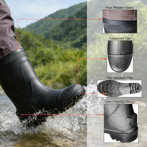 Fiblink Chest Waders, 2-Ply Nylon/PVC Waterproof Fishing Hunting Waders, Fishing Waders for Men & Women with Boots(Brown-M10)