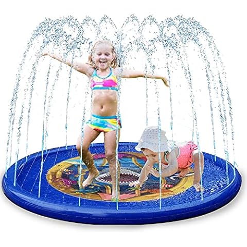 Kids Sprinkler and Splash Pad, 68" Sprinkle Splash Water Pad Toys Pool for Marine Animal Learning,Water Toys Gifts for Toddlers & Kid Pool for 1 2 3 4 5 Year Old Boys Girls Backyard Play Mat Cover