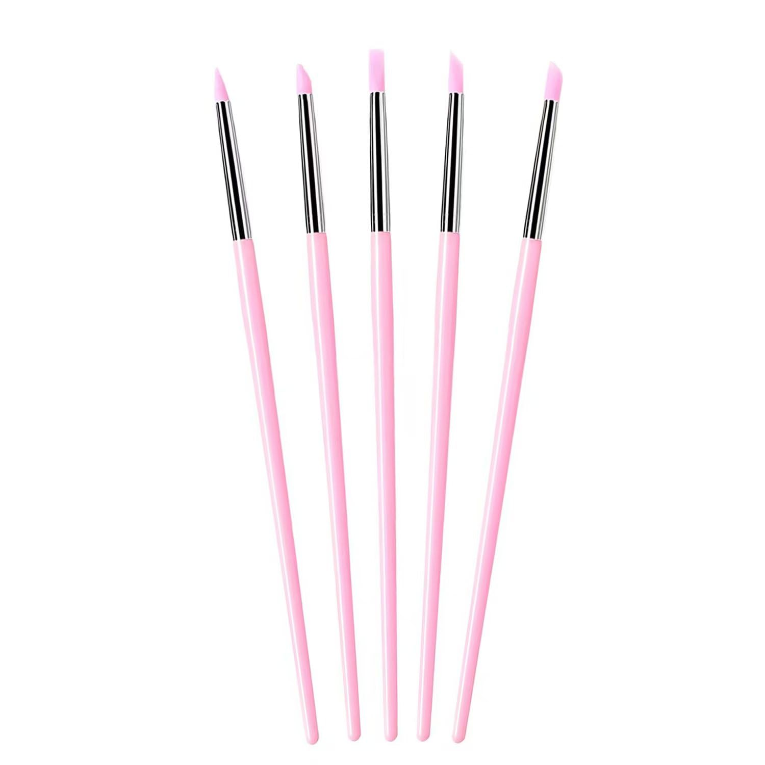 5Pcs Silicone Sculpting Tools, Pink Clay Sculpting Tools, Multi-Shape Silicone Brushes, Pottery Modeling Tools for Polymer Clay, Ceramics, Nail Art, Fondant & Craft DIY