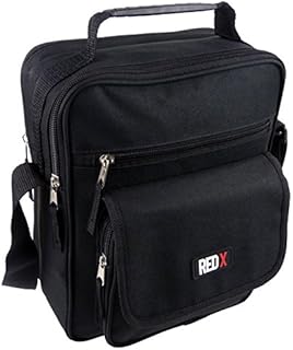 Black Large Mens Ladies Canvas Cross Body Messenger Bag by RED X Utility Travel Work